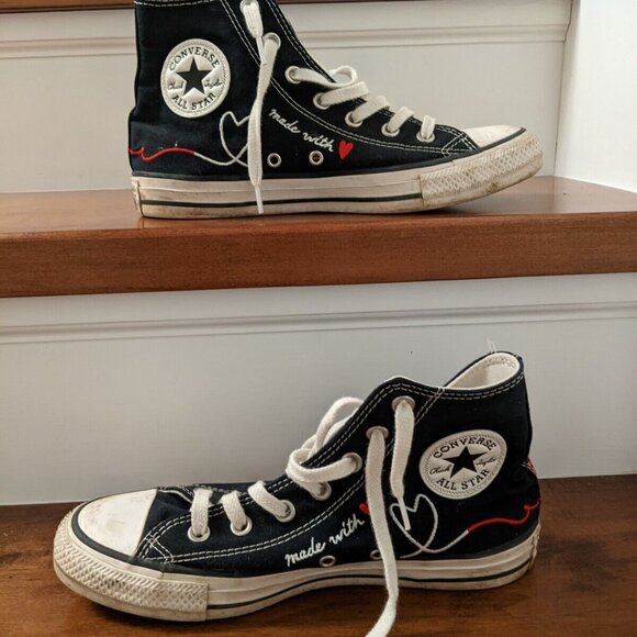 Converse Chuck Taylor All Star made with love canvas high sneakers women's - Picture 2 of 6